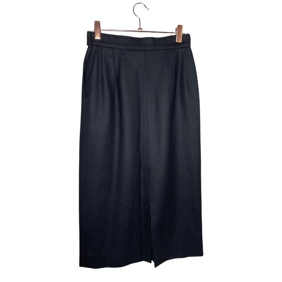 Vintage Pendleton Pencil Skirt Size 4 Petite Black Pure Virgin Wool Mid Length - Picture 5 of 7